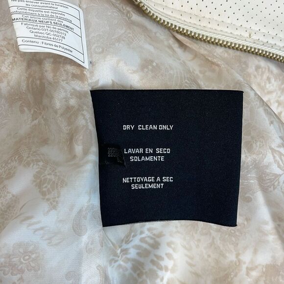 Guess white leather jacket with cream tweed detail and gold hardware - Picture 10 of 11